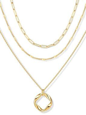 🆕 Layered Gold Necklaces for Women,Stackable Necklace Layering Gold Plated